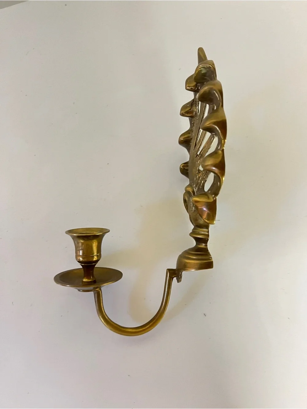 Vintage-Style Brass Wall Candle Sconce - Gold Finish